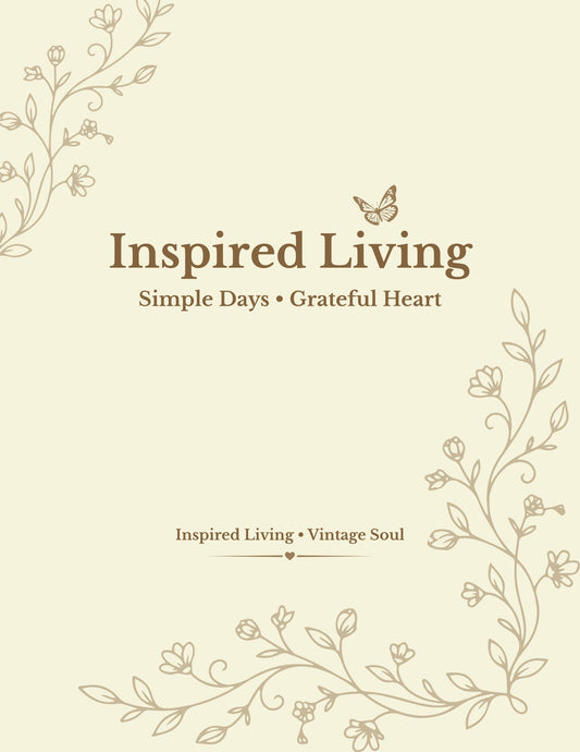 Inspired Living Journal digital PDF with floral cover for daily reflection, gratitude, prayer journaling, and personal growth.