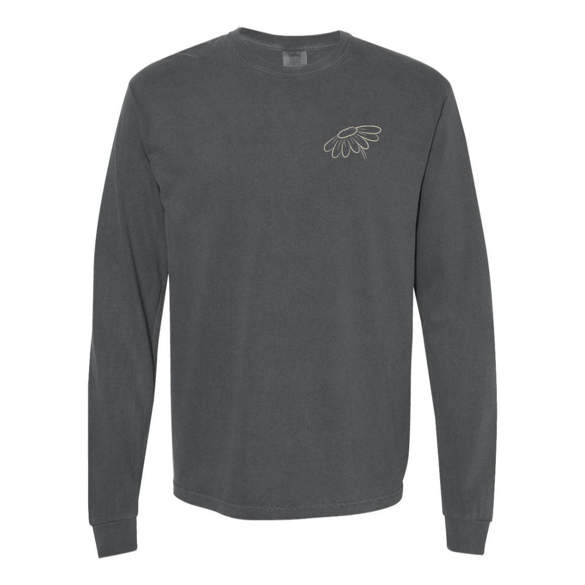 Pepper Comfort Colors long sleeve with coordinating left chest design.
