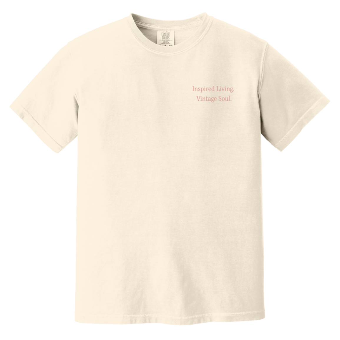 Comfort Colors Ivory t-shirt featuring an Inspired Living Vintage Soul left chest design from the Signature Vintage Collection.