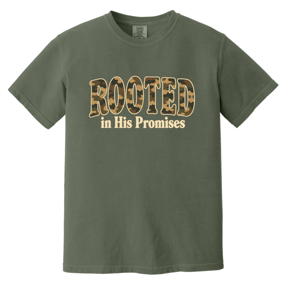 Rooted in His Promises Christian Camo Shirt | Comfort Colors – Inspired ...