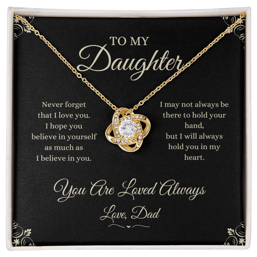 Gold Love Knot necklace from Dad to Daughter with heartfelt message card gift