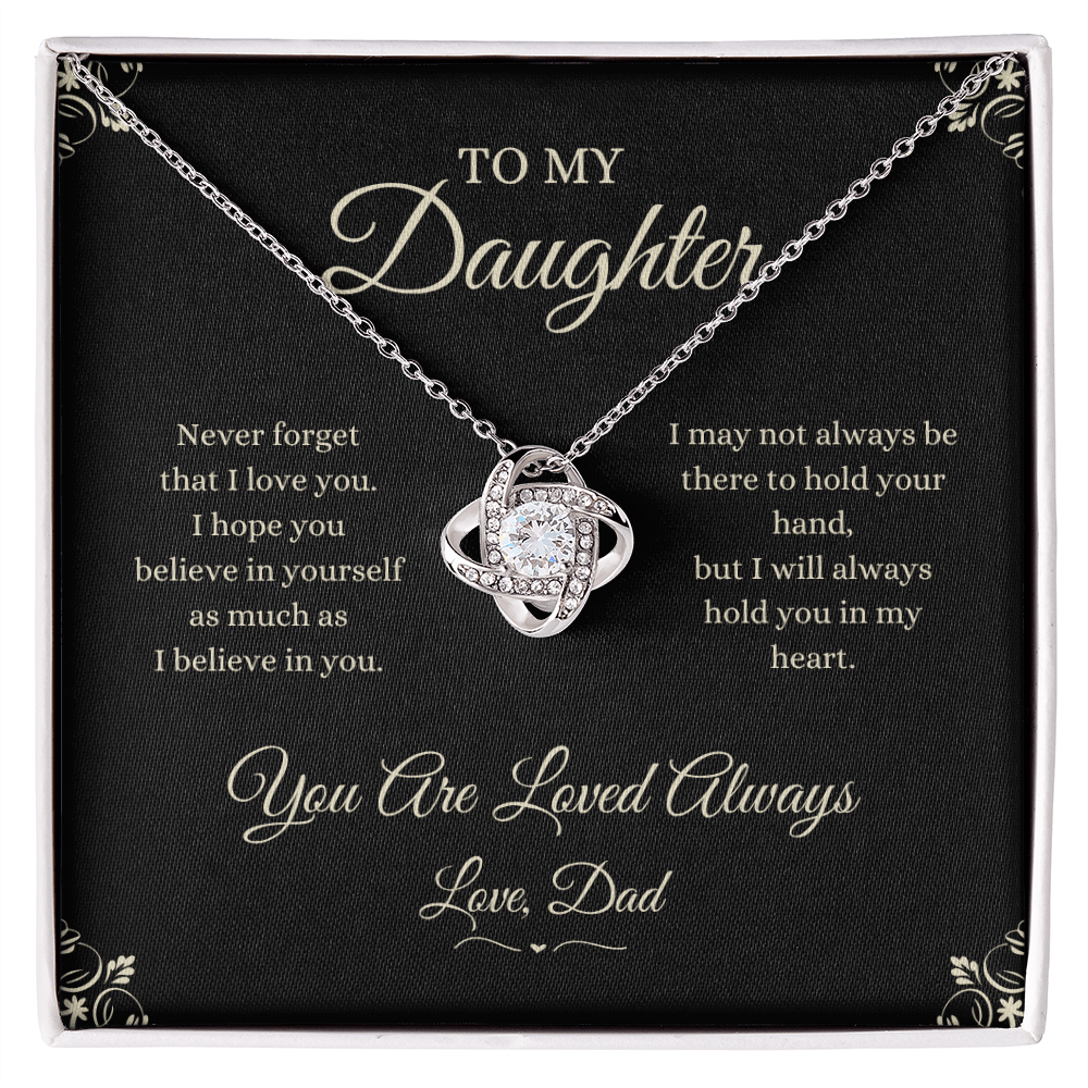 Silver Love Knot necklace from Dad to Daughter with heartfelt message card gift