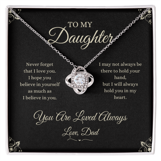 Silver Love Knot necklace from Dad to Daughter with heartfelt message card gift