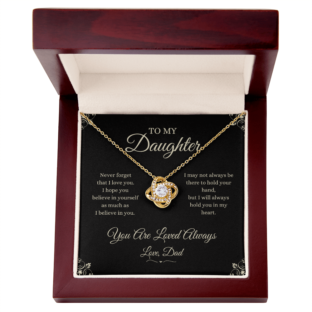 Gold Love Knot necklace gift box presentation for daughter jewelry gift 