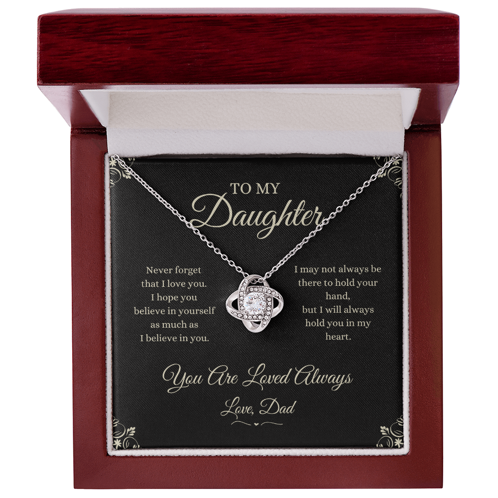 Silver Love Knot necklace gift box presentation for daughter jewelry gift 