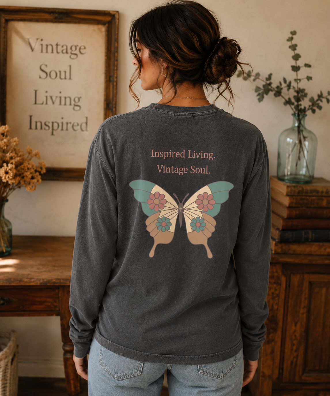 Vintage Butterfly Long Sleeve T-Shirt