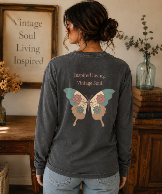 Vintage Butterfly Long Sleeve T-Shirt