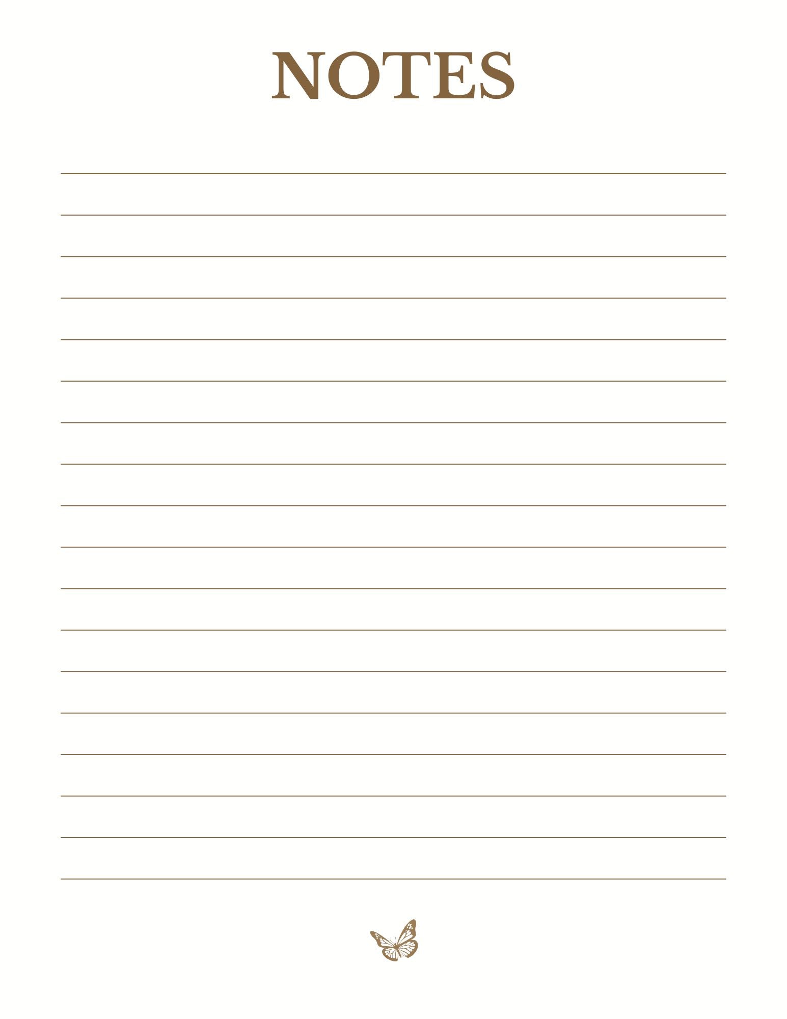 Lined notes page from the Inspired Living Journal for journaling, reflections, prayers, gratitude entries, and personal thoughts.